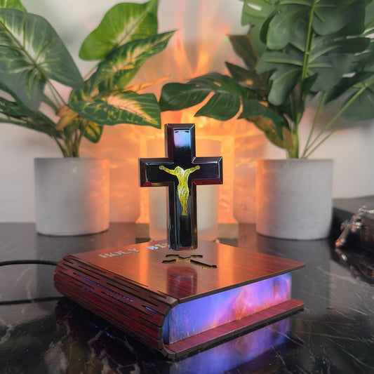 LEVITATING CROSS-BIBLE LAMP