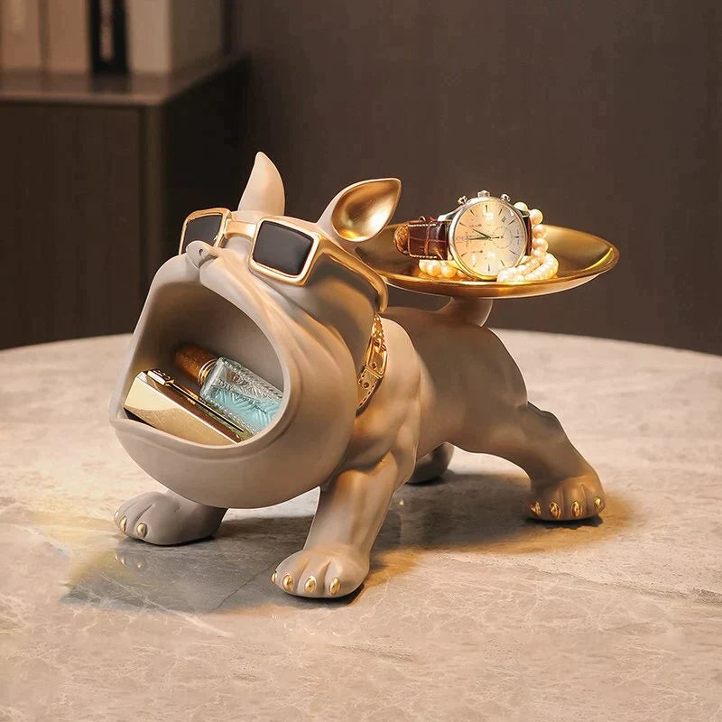 Cartoon Frenchie Butler Statue